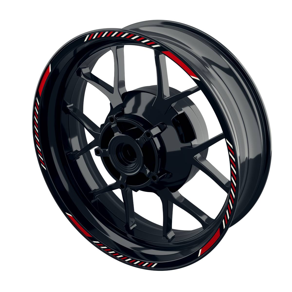 Felgenrandaufkleber V8 schwarz rot