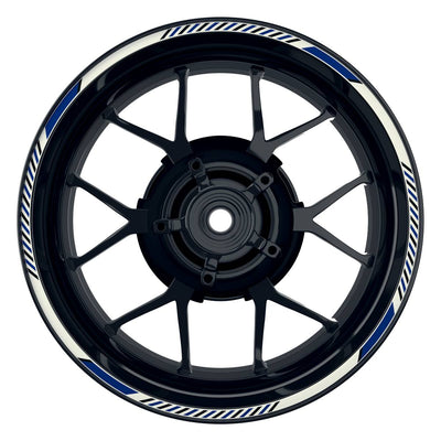 Felgenrandaufkleber V8 weiss blau Frontansicht