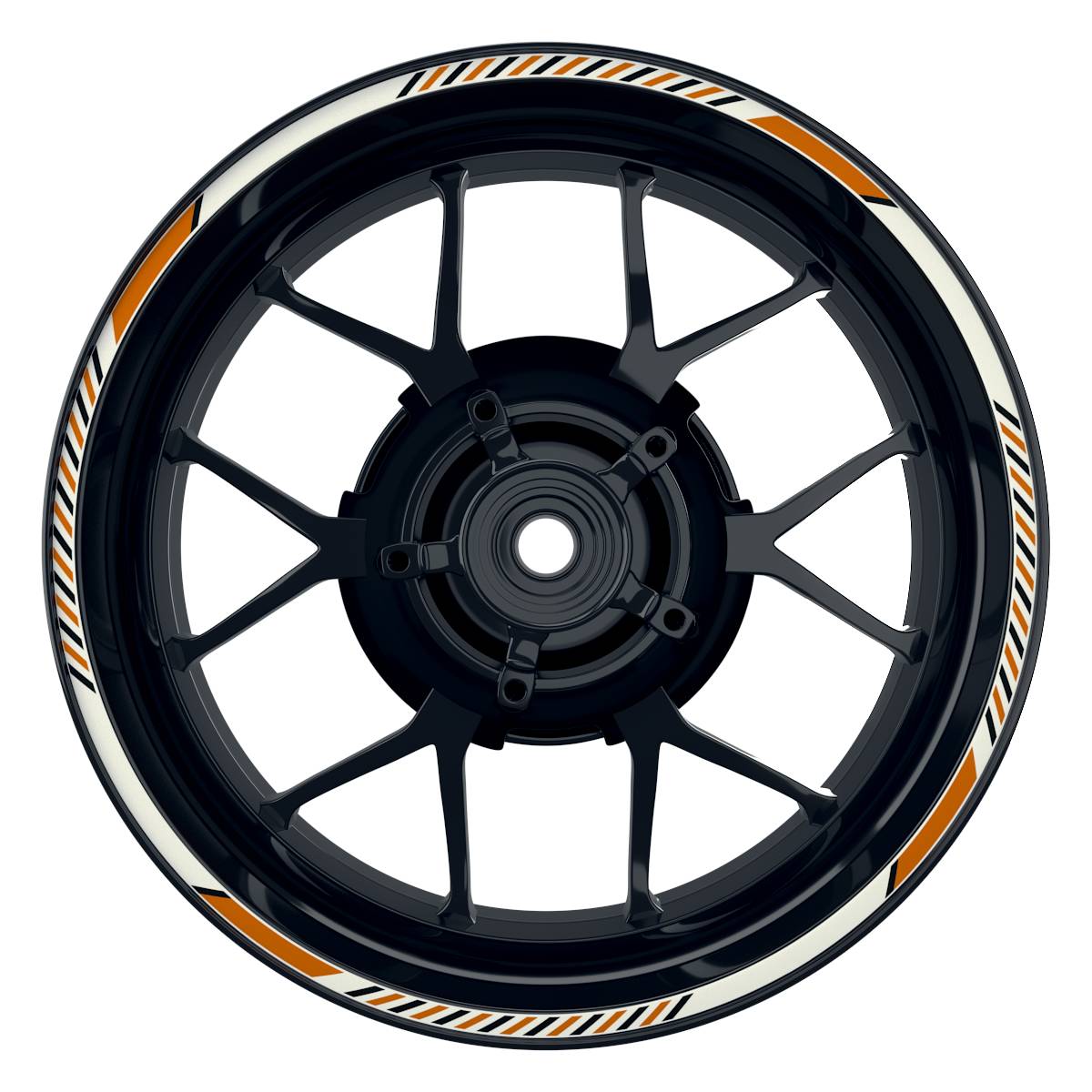 Felgenrandaufkleber V8 weiss orange Frontansicht