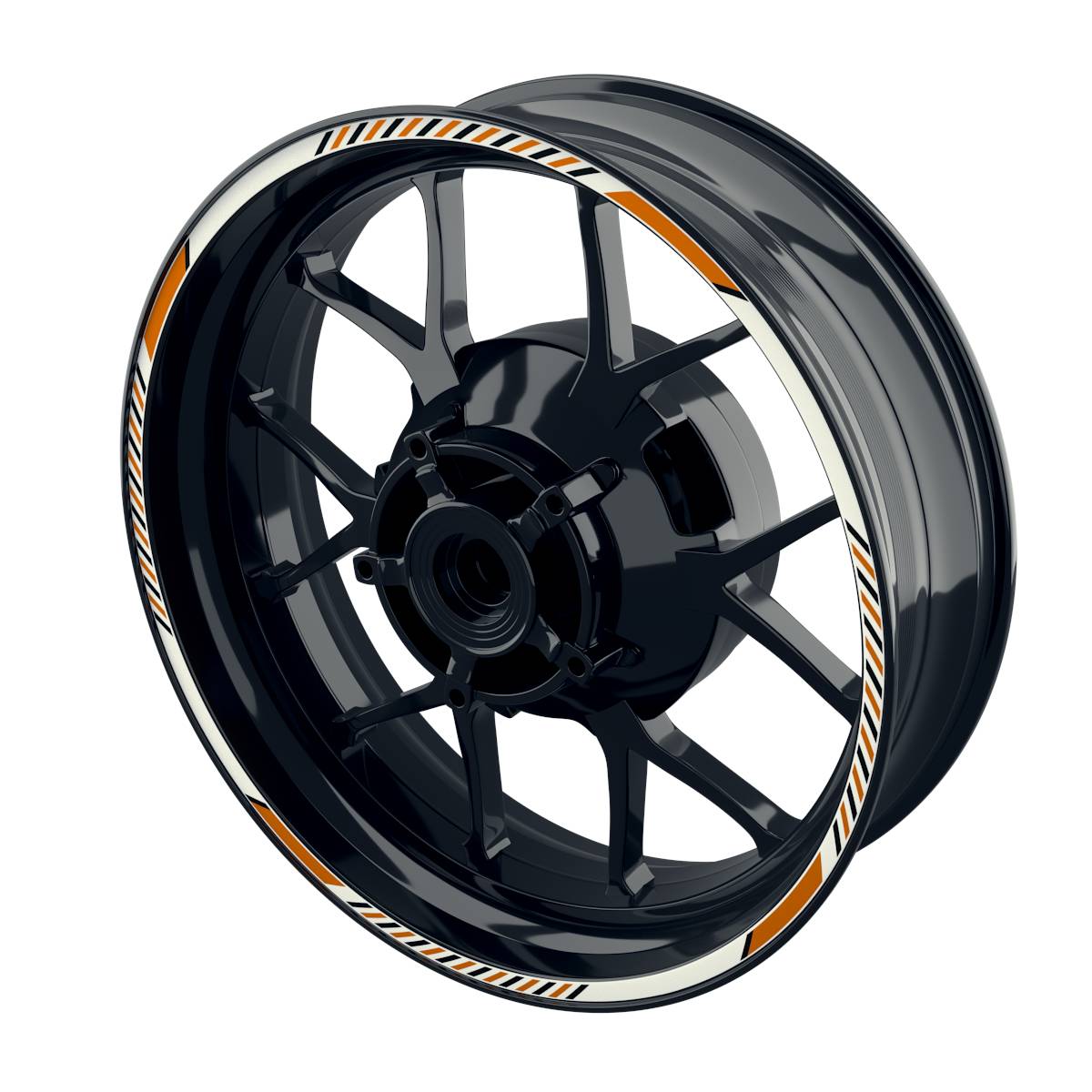 Felgenrandaufkleber V8 weiss orange