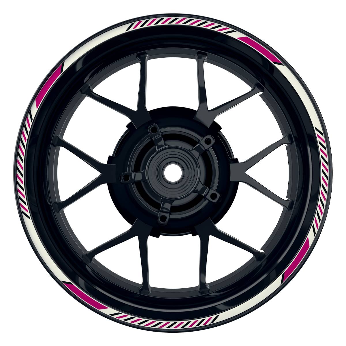Felgenrandaufkleber V8 weiss pink Frontansicht