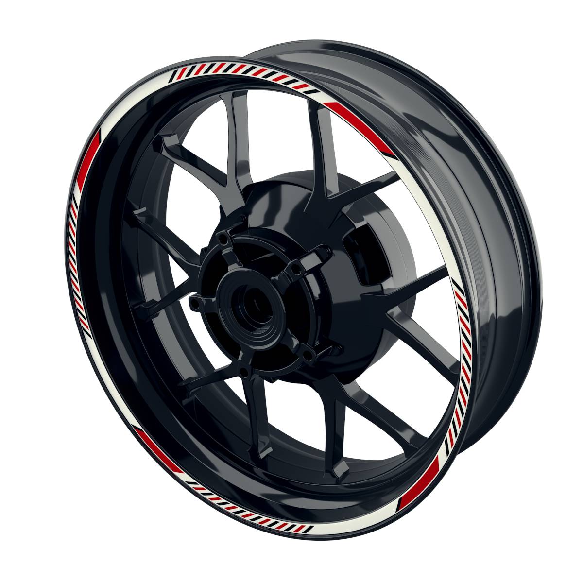 Felgenrandaufkleber V8 weiss rot
