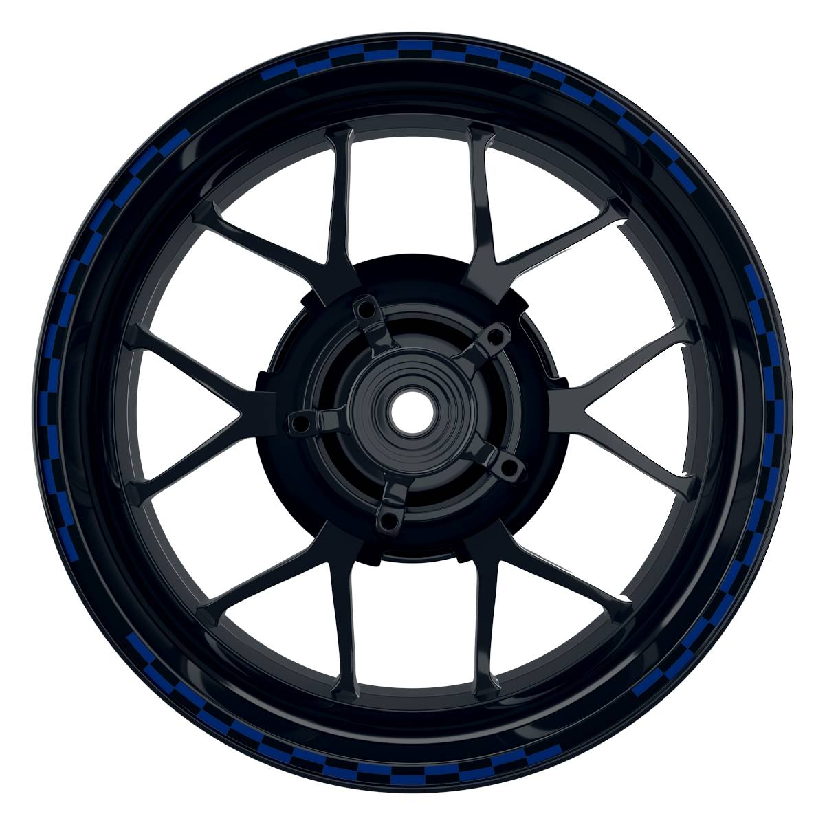Felgenrandaufkleber V9 schwarz blau Frontansicht