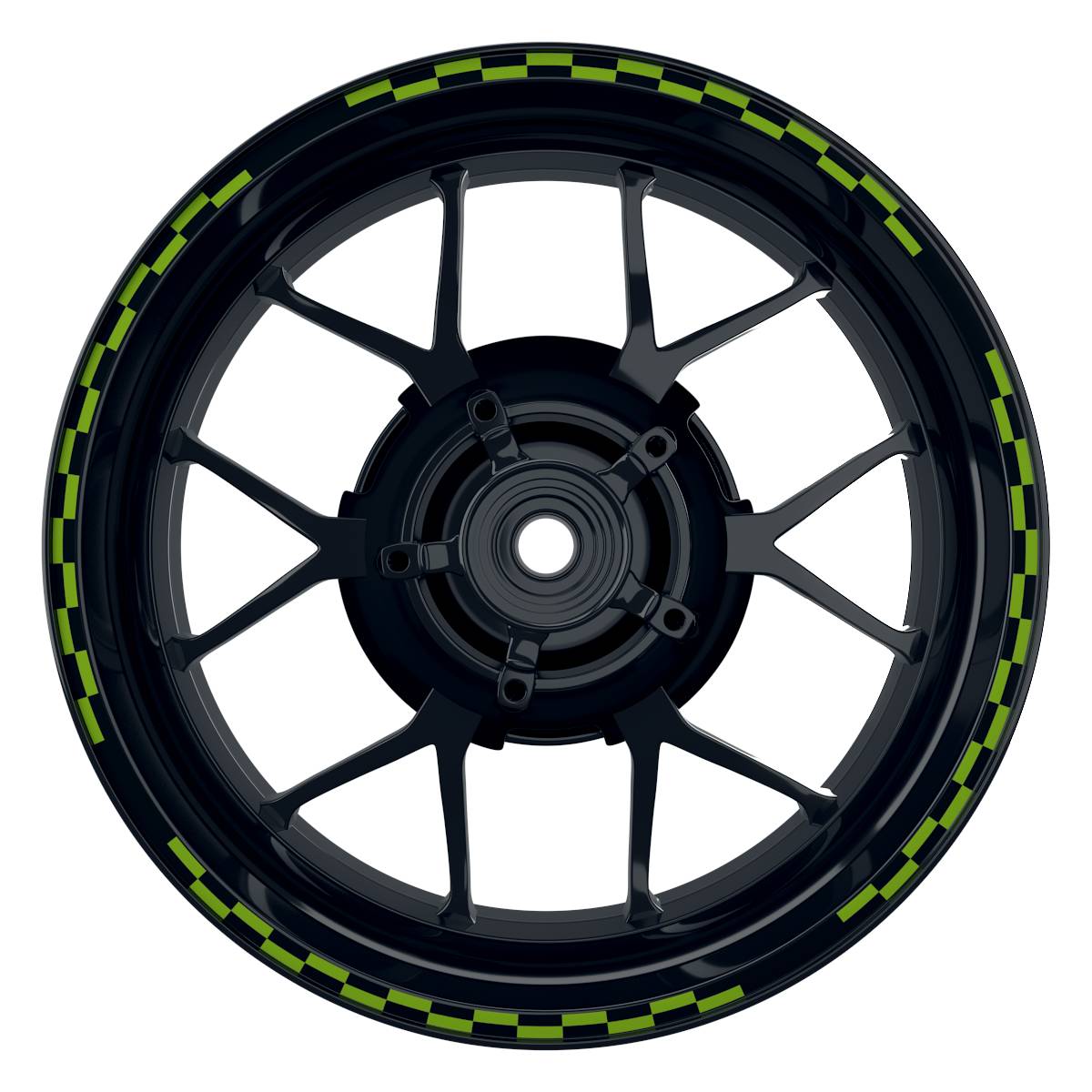 Felgenrandaufkleber V9 schwarz gruen Frontansicht