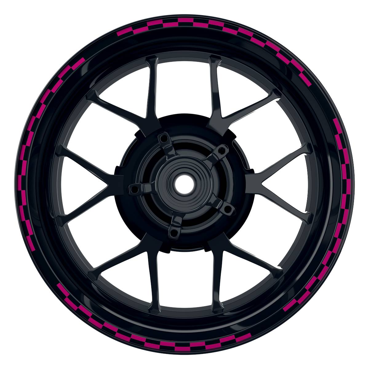 Felgenrandaufkleber V9 schwarz pink Frontansicht