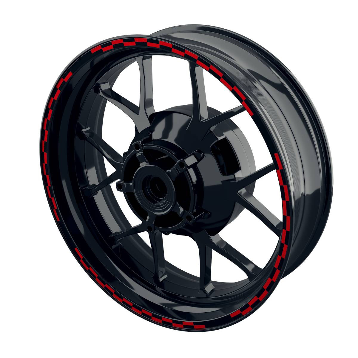 Felgenrandaufkleber V9 schwarz rot