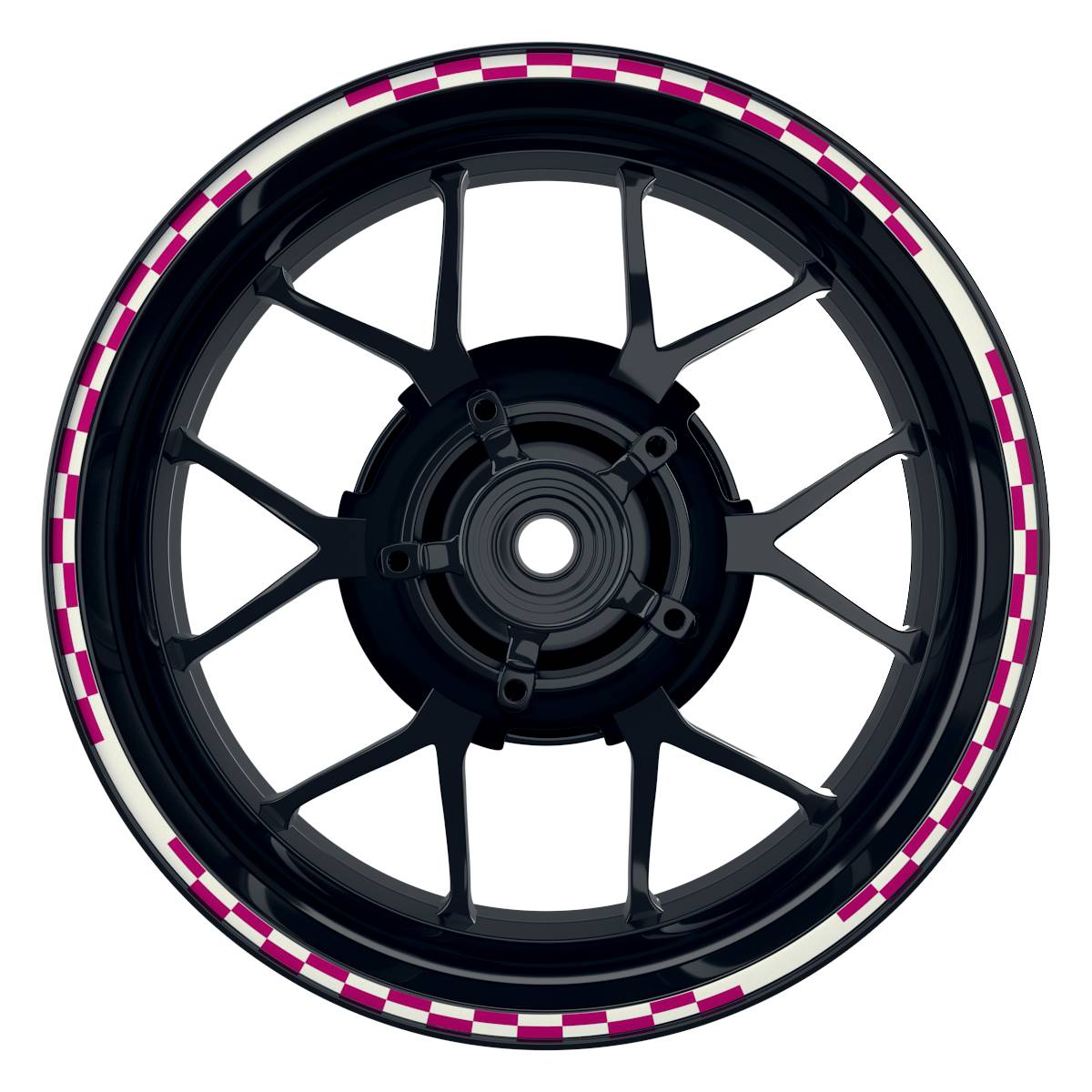 Felgenrandaufkleber V9 weiss pink Frontansicht