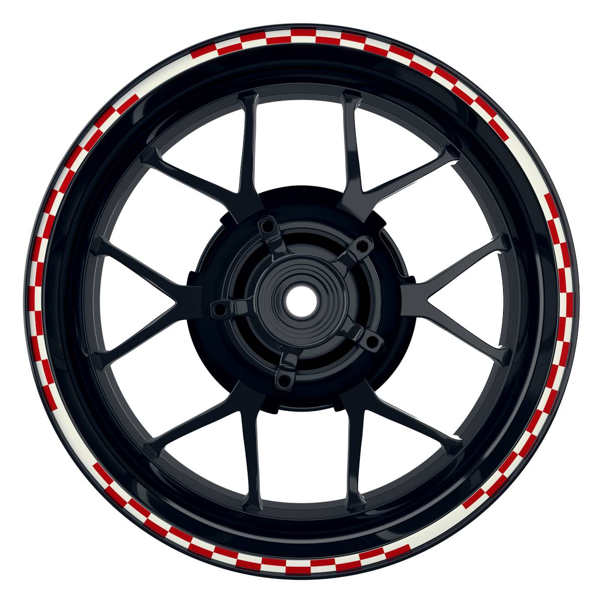 Felgenrandaufkleber V9 weiss rot Frontansicht