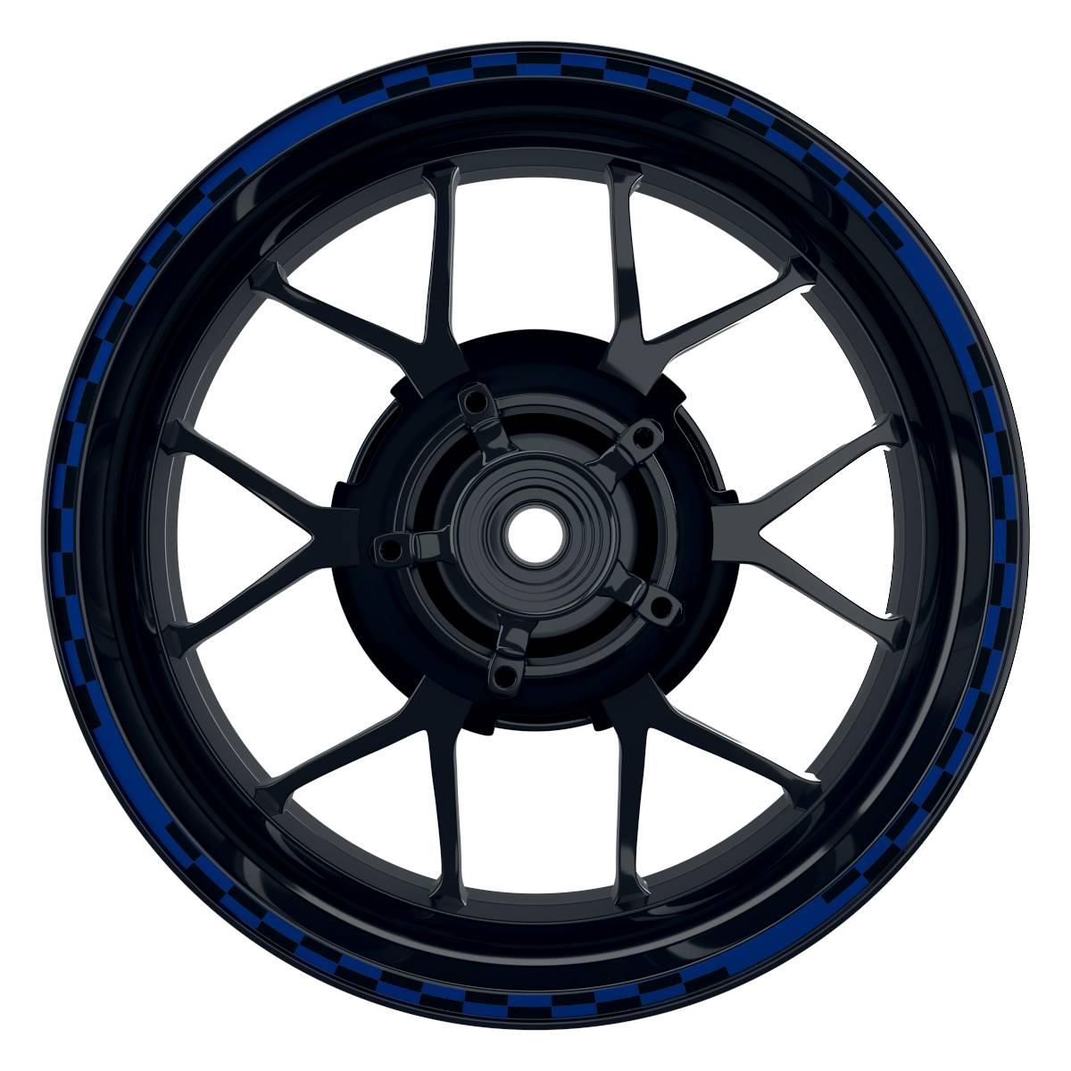Felgenrandaufkleber V10 schwarz blau Frontansicht