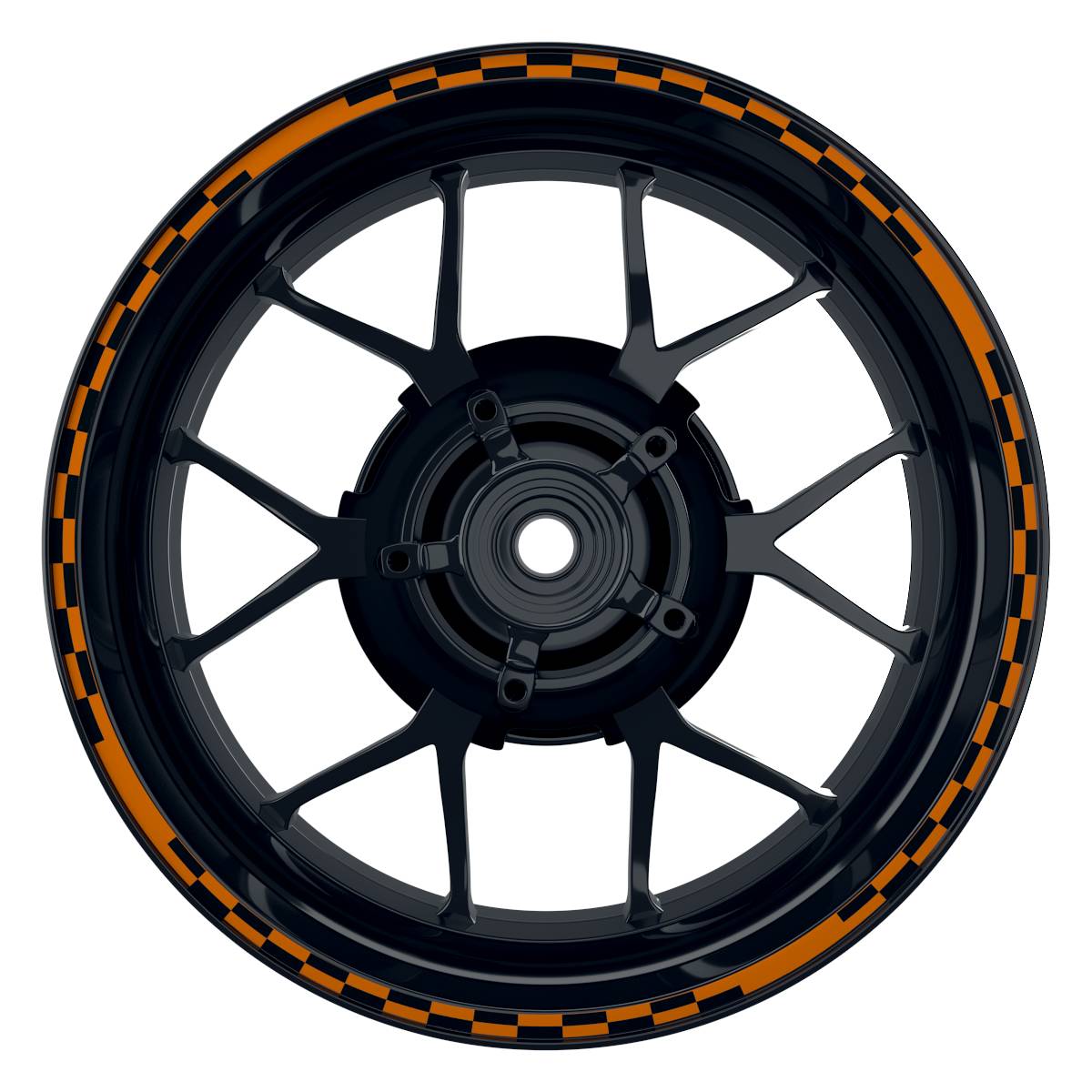 Felgenrandaufkleber V10 schwarz orange Frontansicht