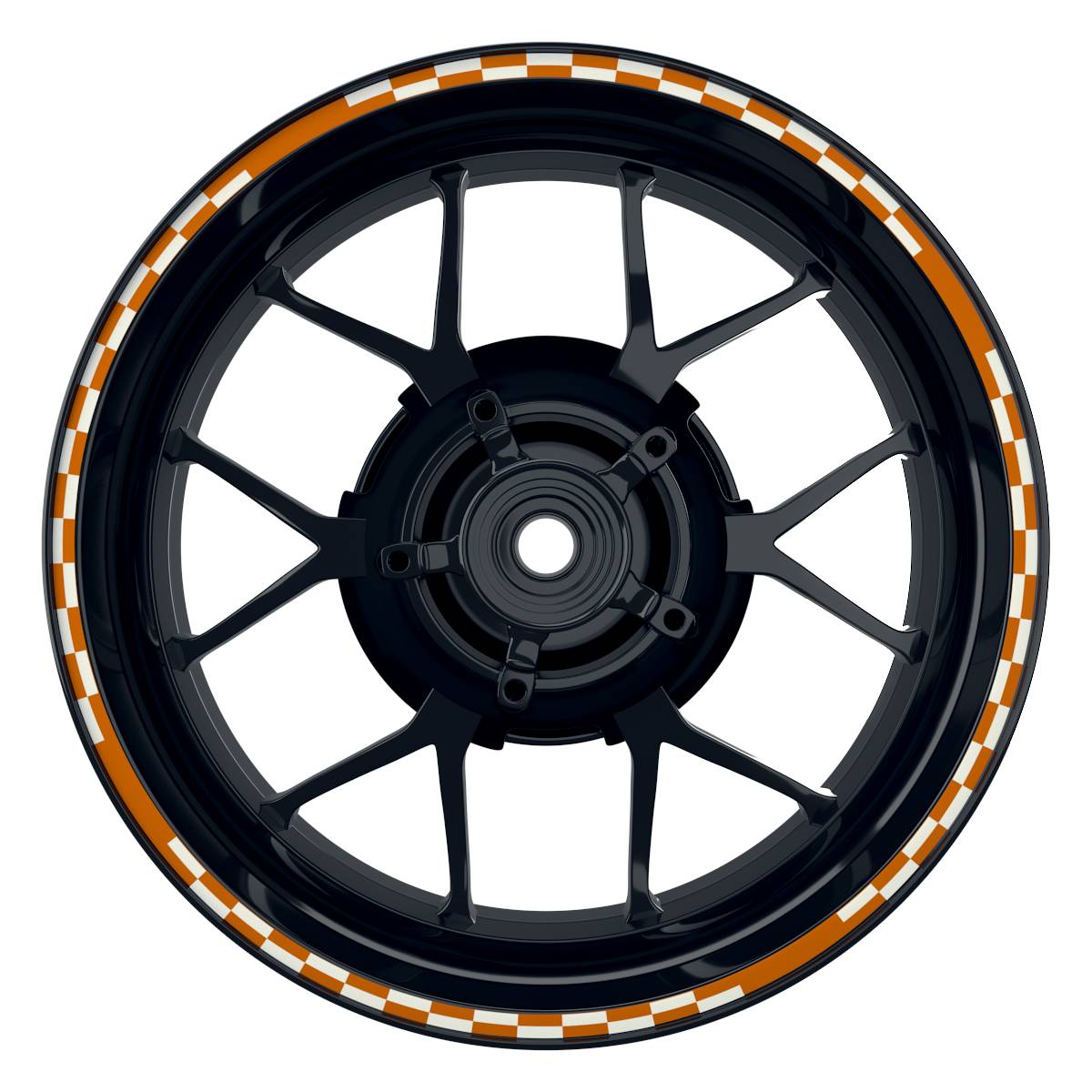 Felgenrandaufkleber V10 weiss orange Frontansicht