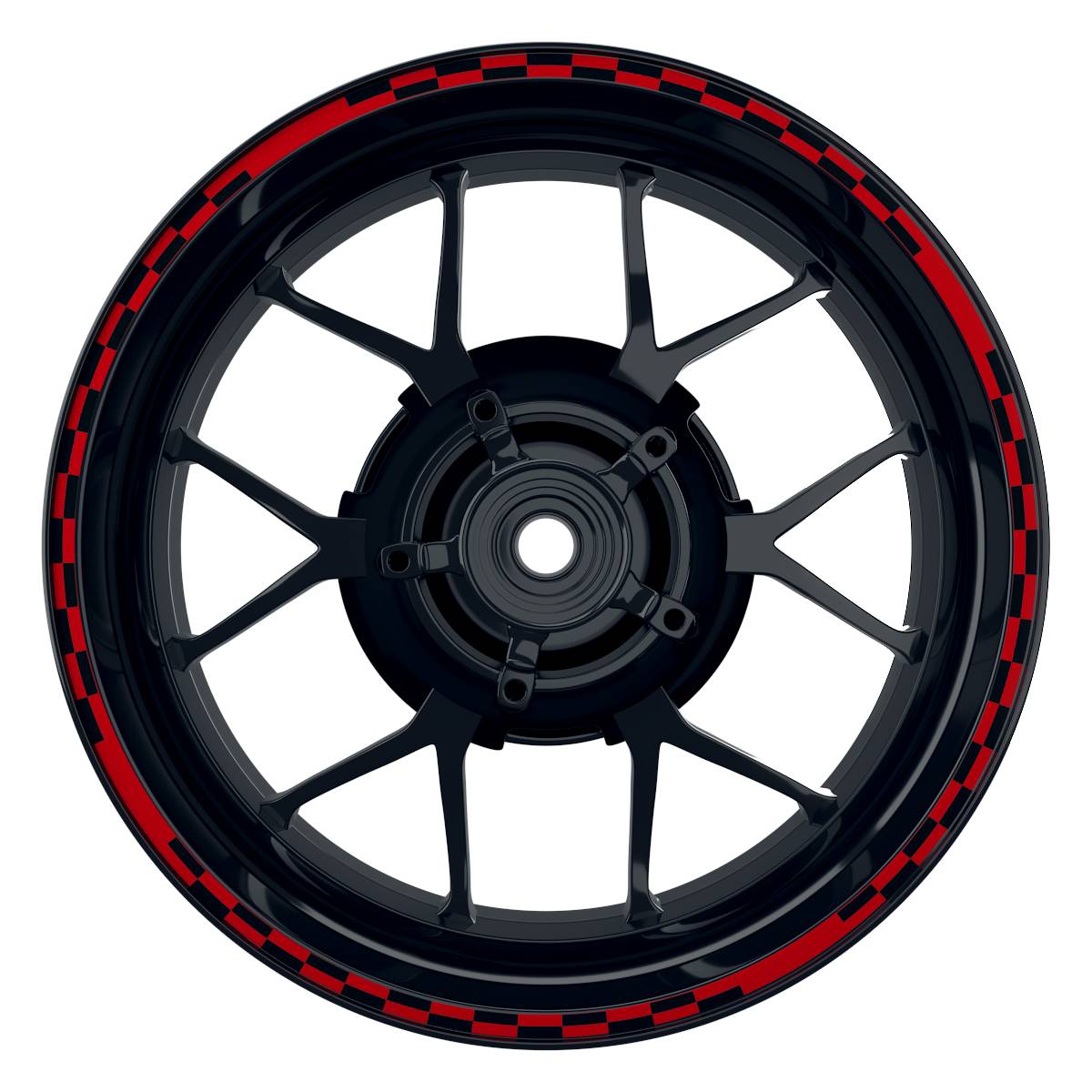Felgenrandaufkleber V10 schwarz rot Frontansicht