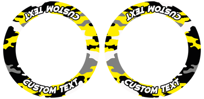 Individuelle Felgenaufkleber "Camouflage" gelb Premium Wheelsticker keine