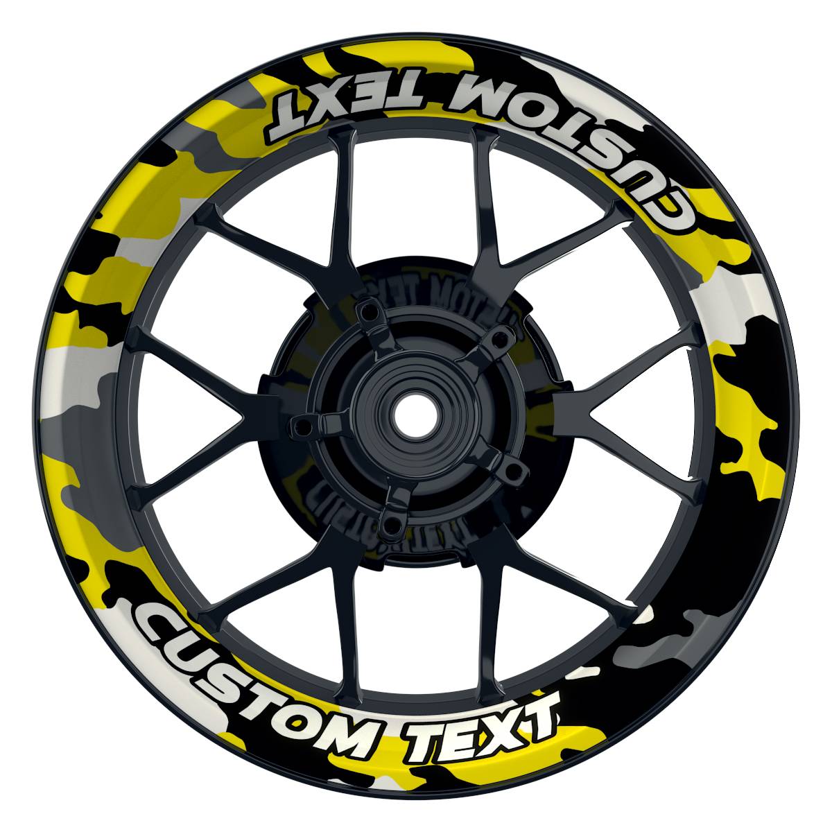 Individuelle Felgenaufkleber "Camouflage" gelb Premium Wheelsticker keine