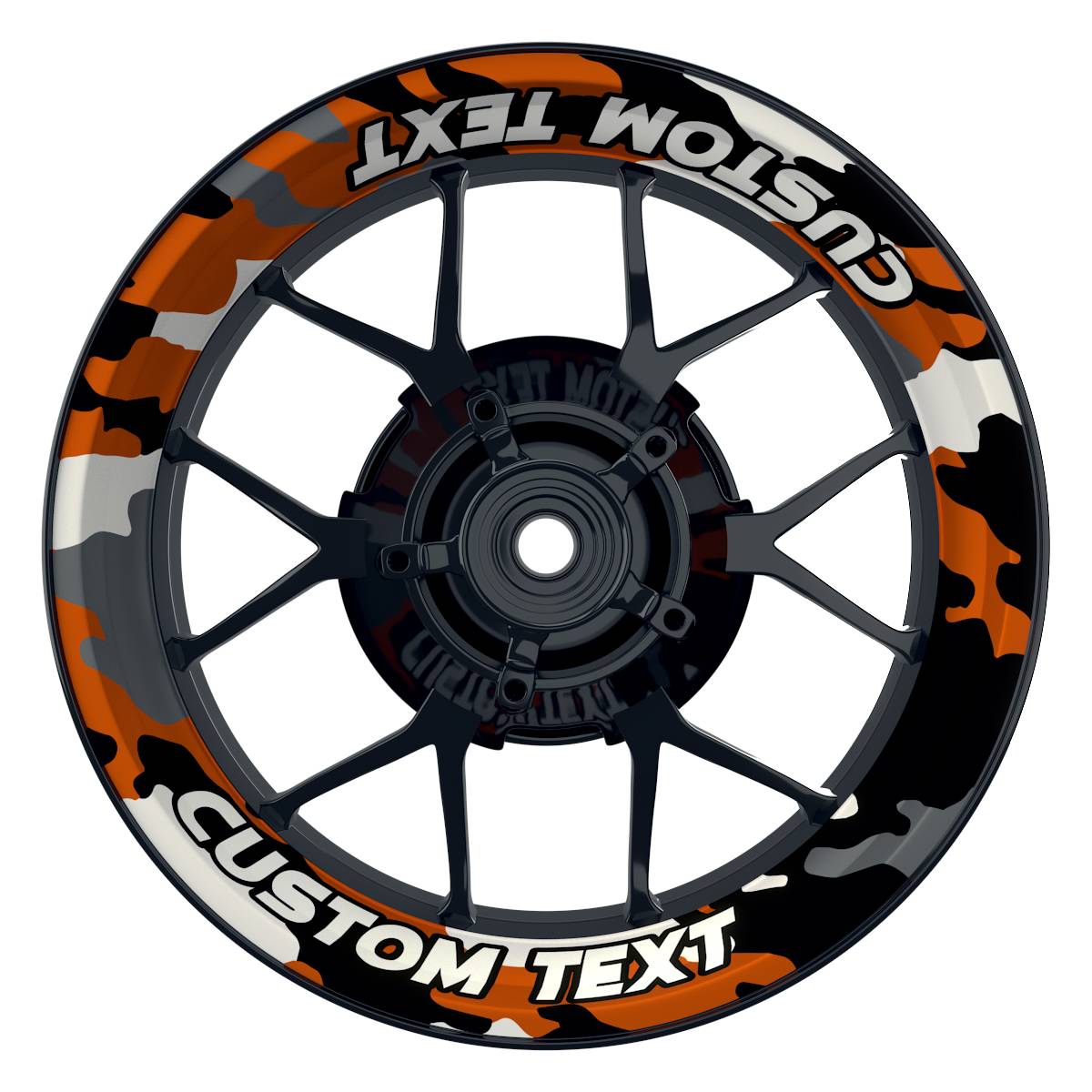 Individuelle Felgenaufkleber "Camouflage" orange Premium Wheelsticker keine