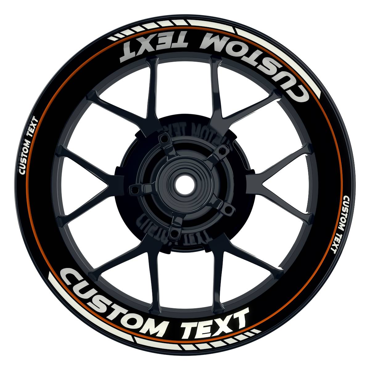 Individuelle Felgenaufkleber "Clean" schwarz Premium Wheelsticker orange