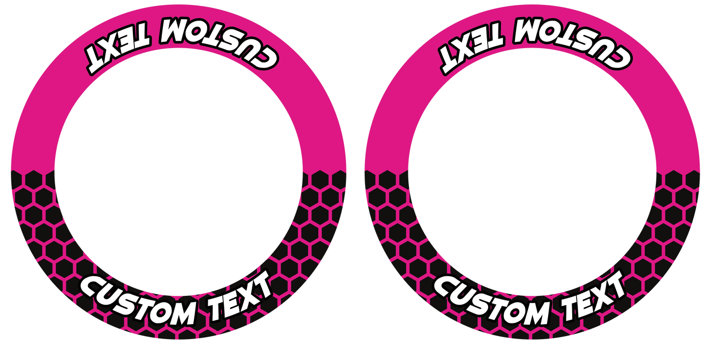 Individuelle Felgenaufkleber "Hexagon" halb halb schwarz Premium Wheelsticker pink