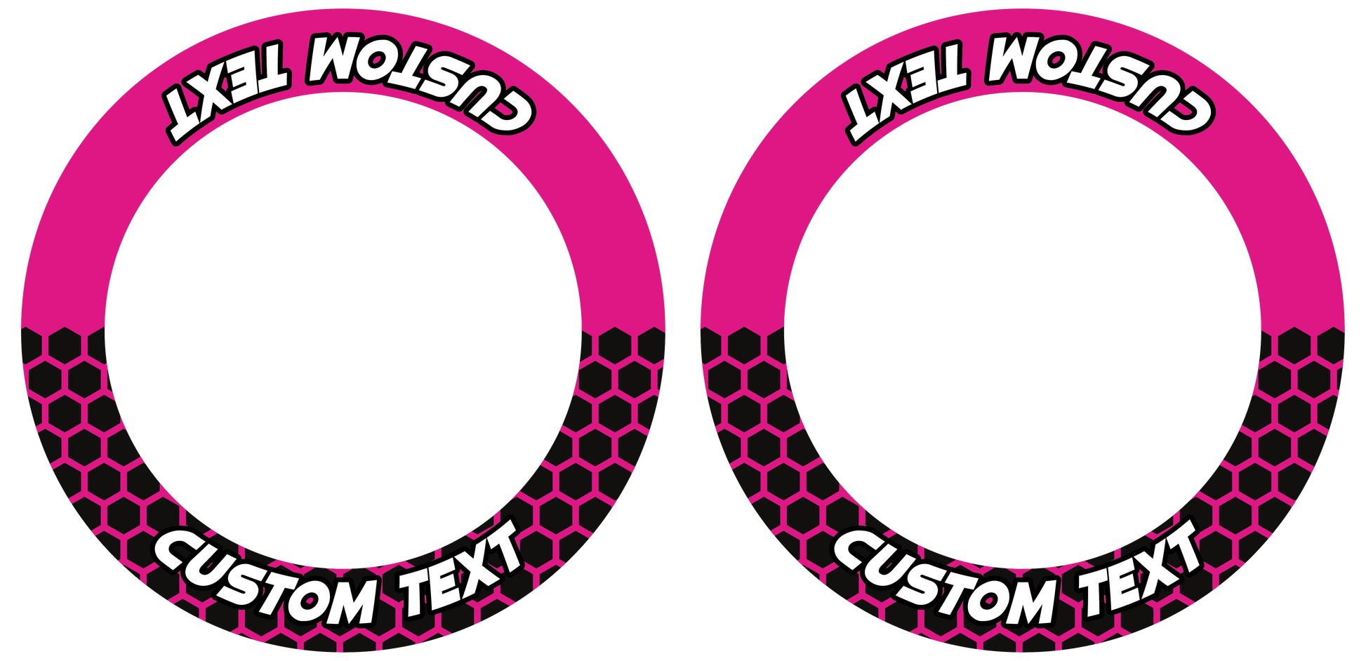 Individuelle Felgenaufkleber "Hexagon" halb halb schwarz Premium Wheelsticker pink