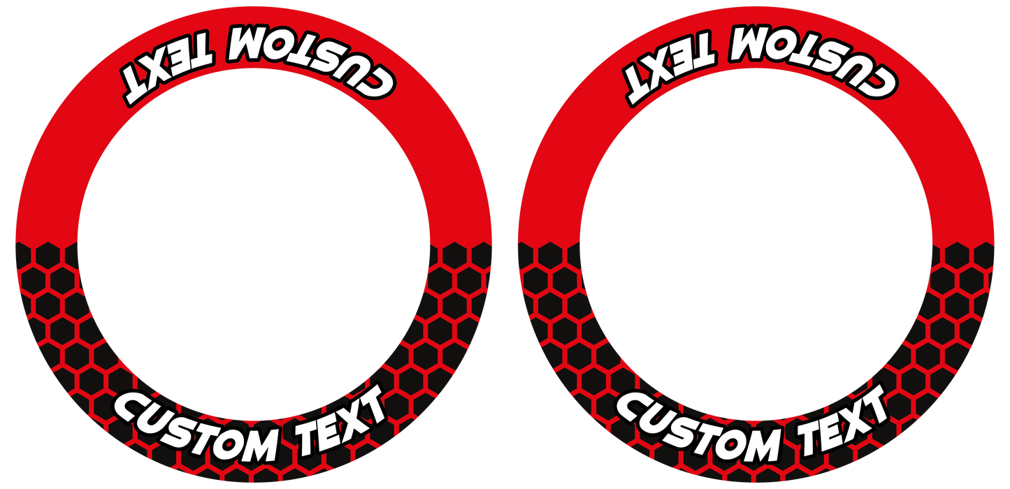 Individuelle Felgenaufkleber "Hexagon" halb halb schwarz Premium Wheelsticker rot