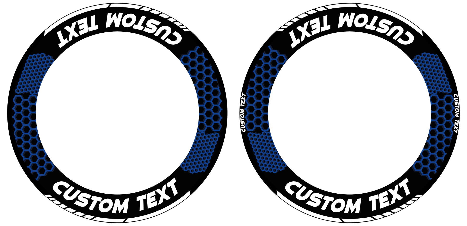 Individuelle Felgenaufkleber "Hexagon" schwarz Premium Wheelsticker blau