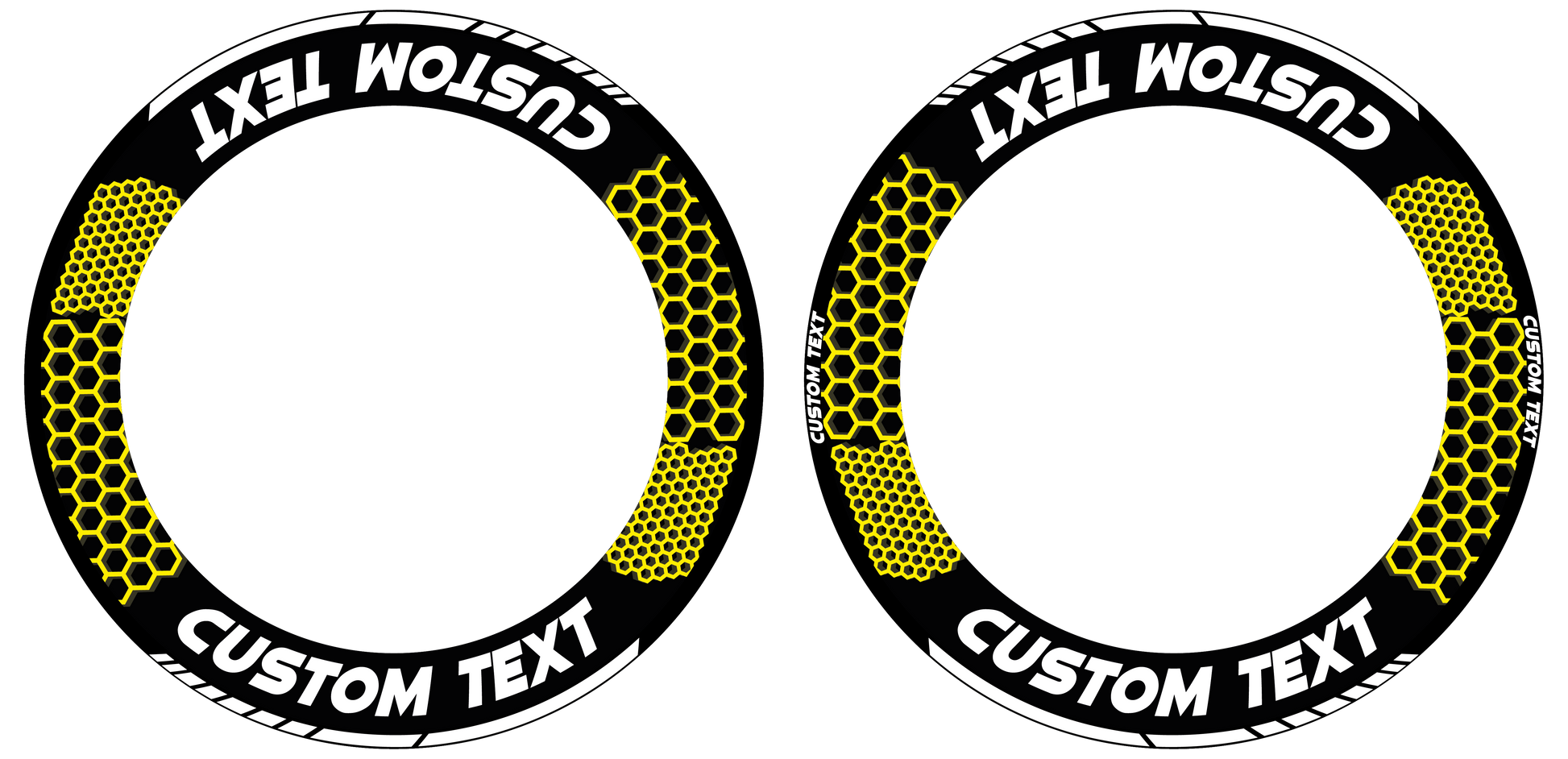 Individuelle Felgenaufkleber "Hexagon" schwarz Premium Wheelsticker gelb