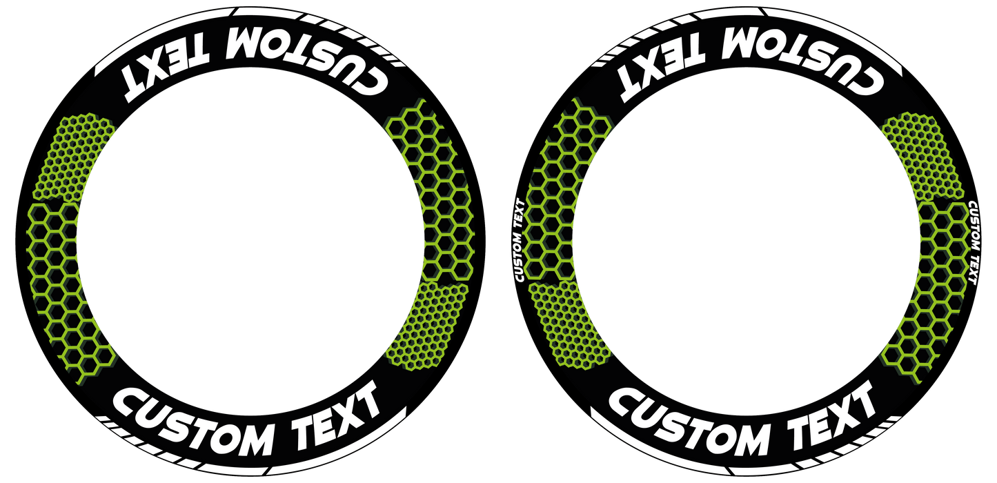 Individuelle Felgenaufkleber "Hexagon" schwarz Premium Wheelsticker grün