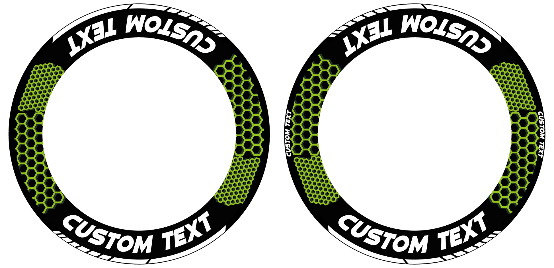 Individuelle Felgenaufkleber "Hexagon" schwarz Premium Wheelsticker grün