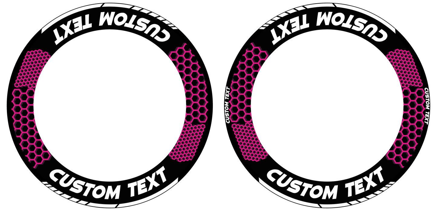 Individuelle Felgenaufkleber "Hexagon" schwarz Premium Wheelsticker pink