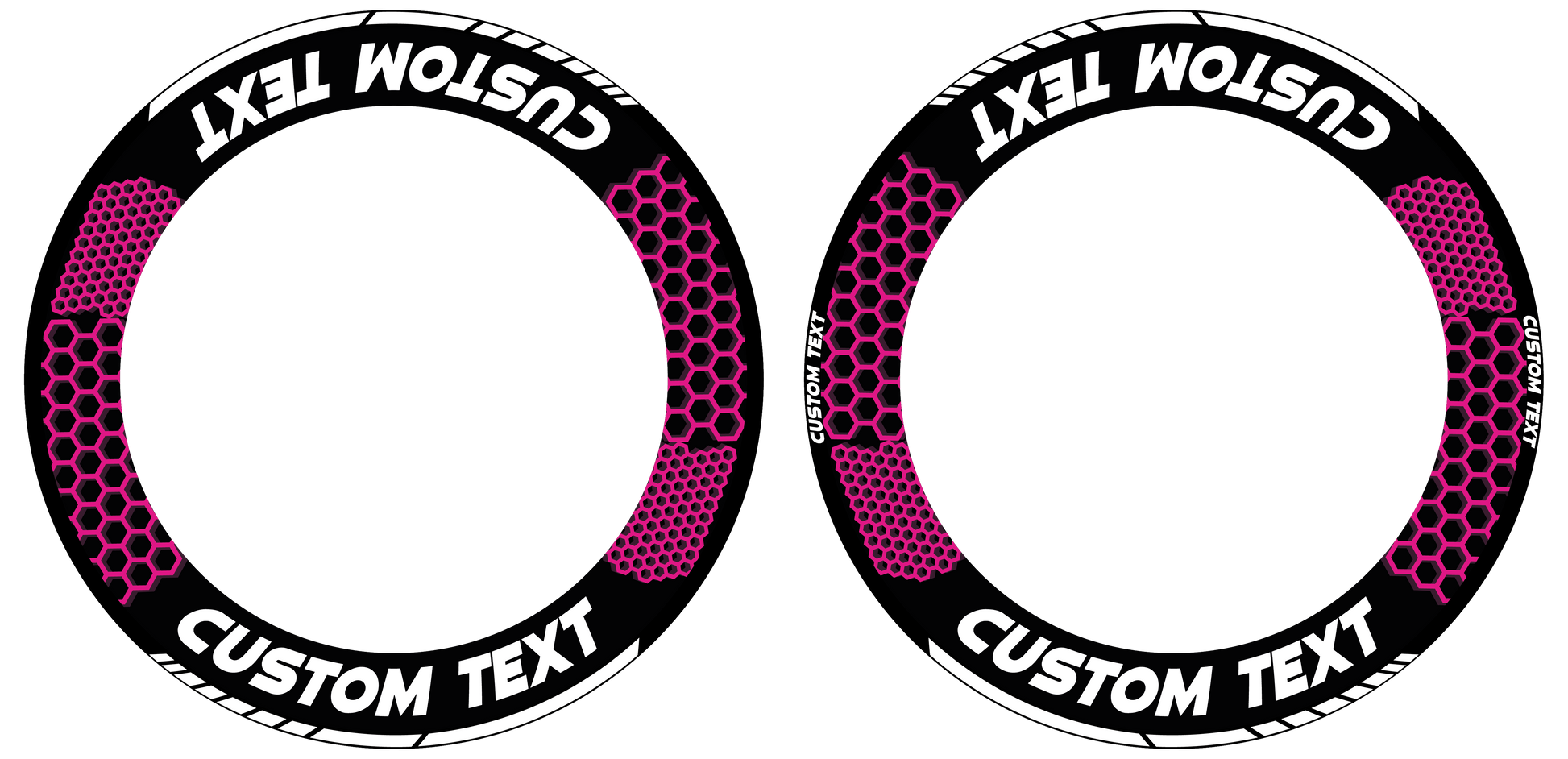 Individuelle Felgenaufkleber "Hexagon" schwarz Premium Wheelsticker pink