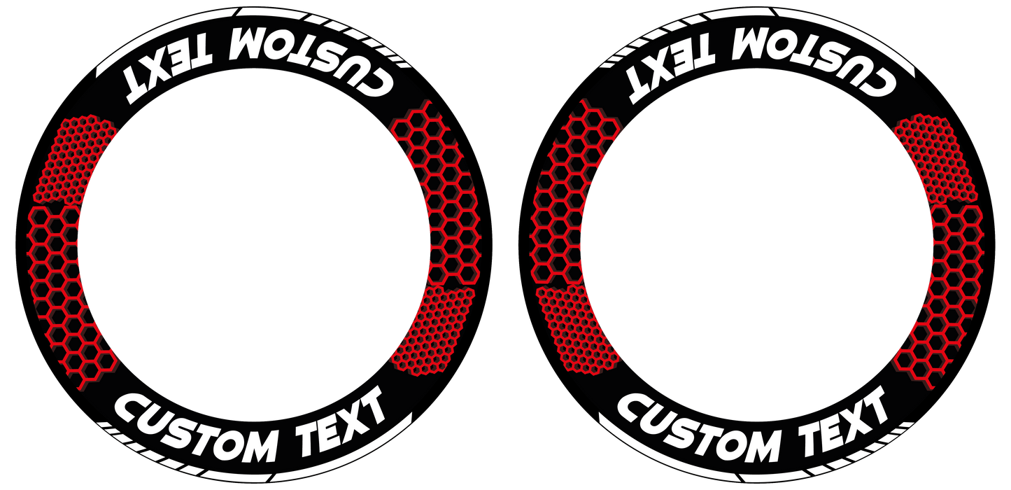 Individuelle Felgenaufkleber "Hexagon" schwarz Premium Wheelsticker rot