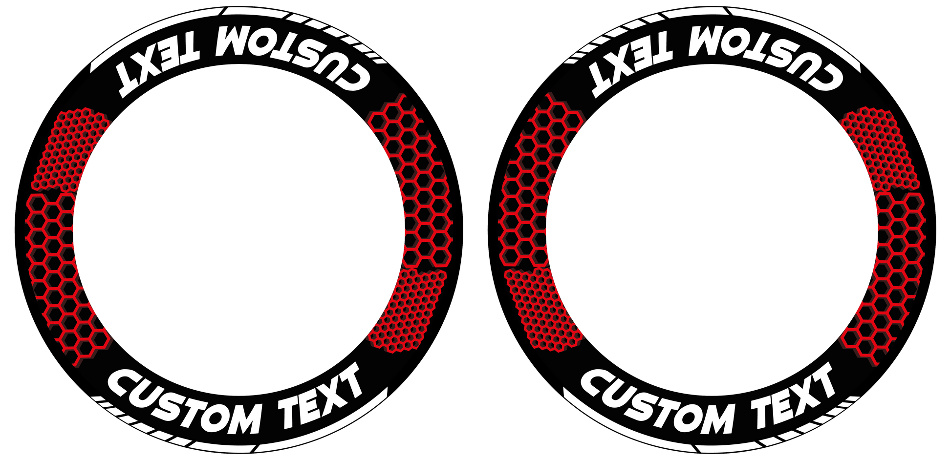 Individuelle Felgenaufkleber "Hexagon" schwarz Premium Wheelsticker rot