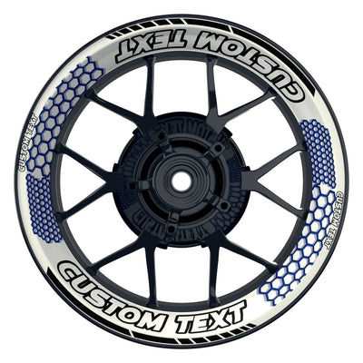 Individuelle Felgenaufkleber "Hexagon" weiss Premium Wheelsticker blau