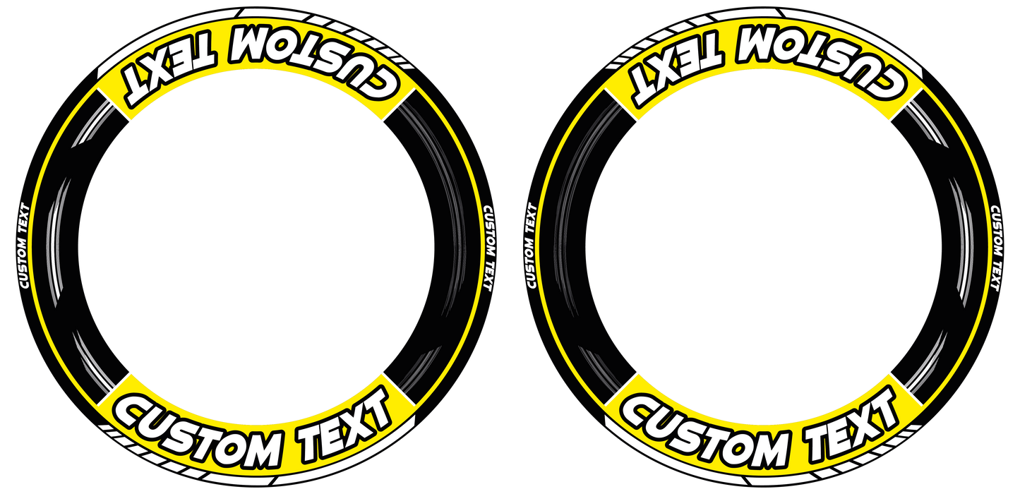 Individuelle Felgenaufkleber "Scratched" schwarz Premium Wheelsticker gelb