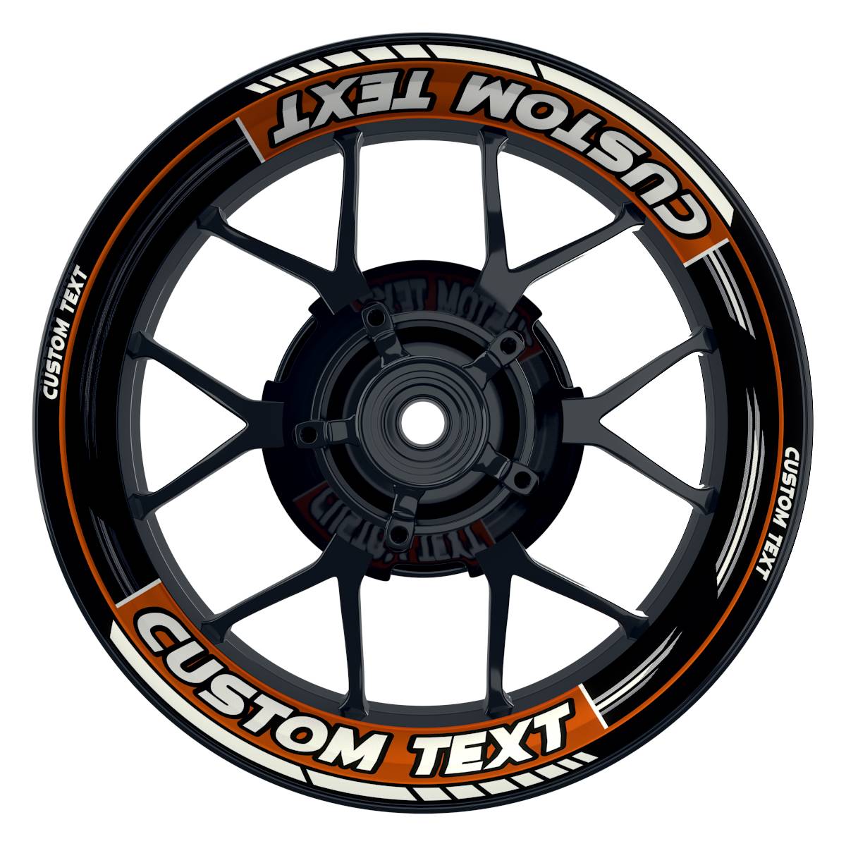 Individuelle Felgenaufkleber "Scratched" schwarz Premium Wheelsticker orange