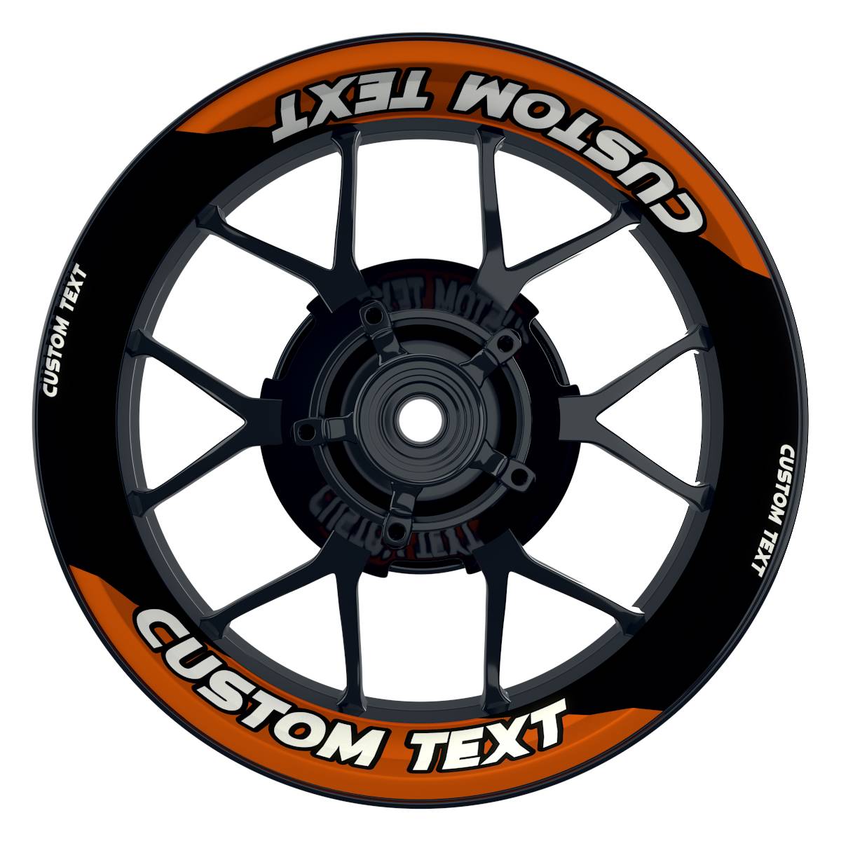 Individuelle Felgenaufkleber "Storm" schwarz Premium Wheelsticker orange