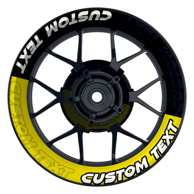 Individuelle Felgenaufkleber "Zoom" schwarz Premium Wheelsticker gelb