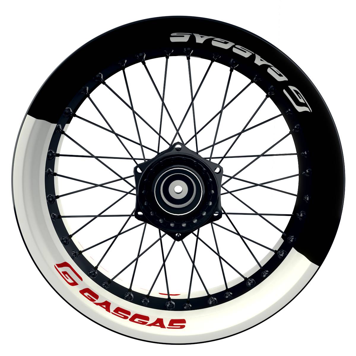 GASGAS Felgenaufkleber premium Halb halb weiss