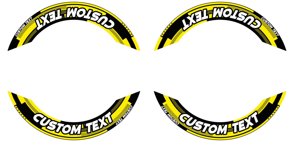 Individuelle Felgenaufkleber "Cybertech" Premium geteilt Wheelsticker gelb