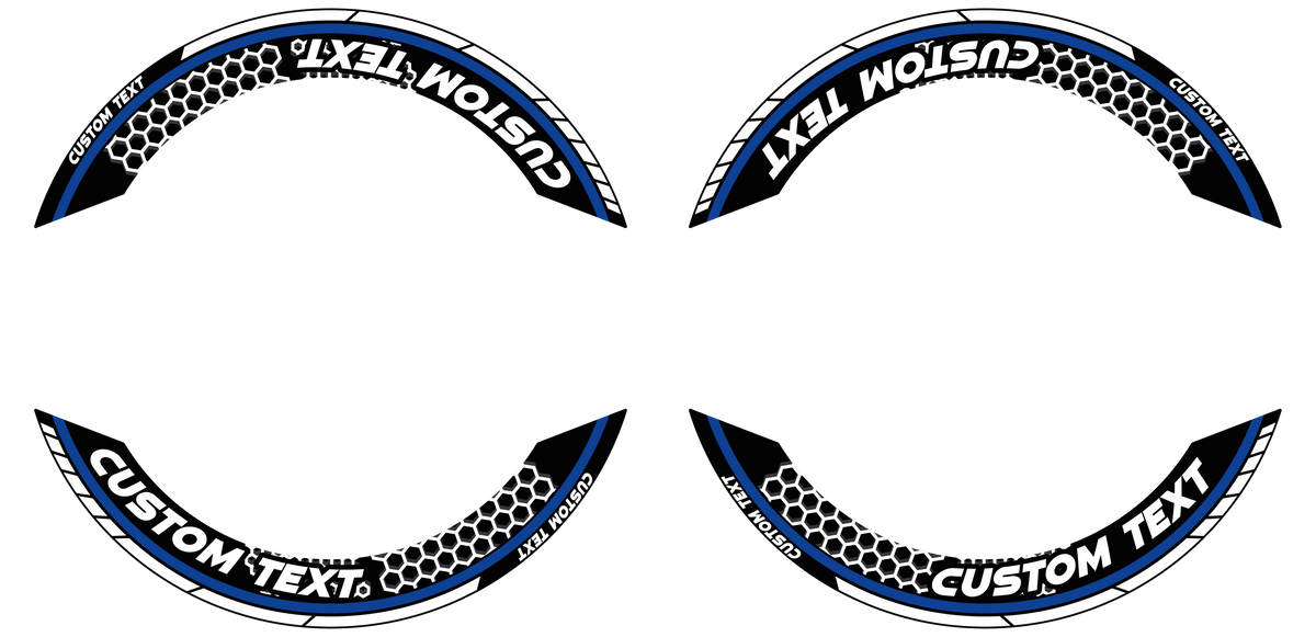 Individuelle Felgenaufkleber "Hexagon" Premium geteilt Wheelsticker blau