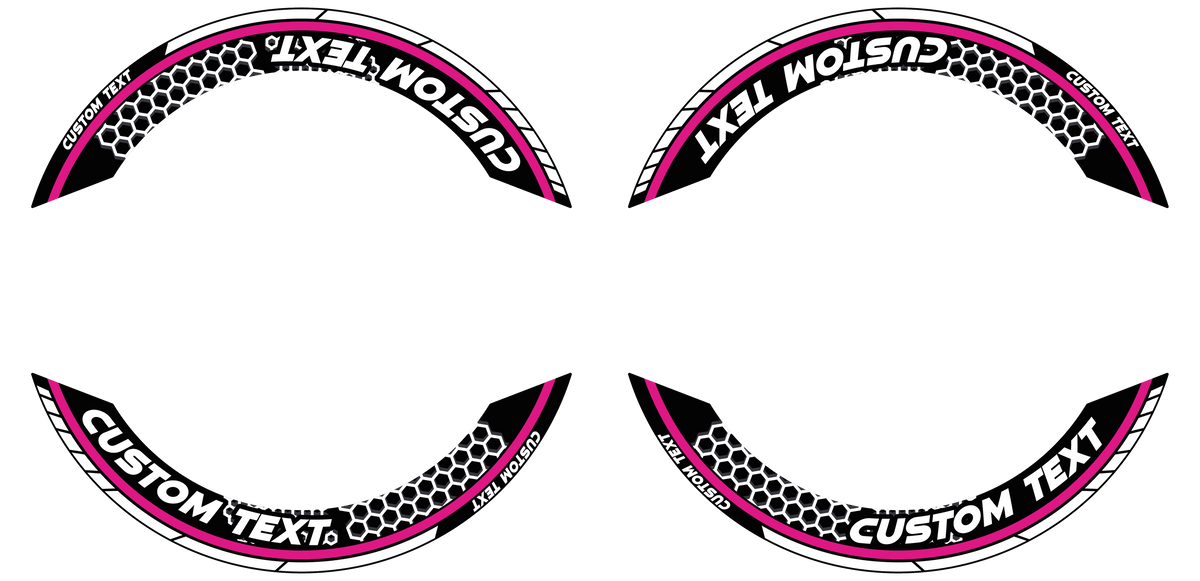 Individuelle Felgenaufkleber "Hexagon" Premium geteilt Wheelsticker pink