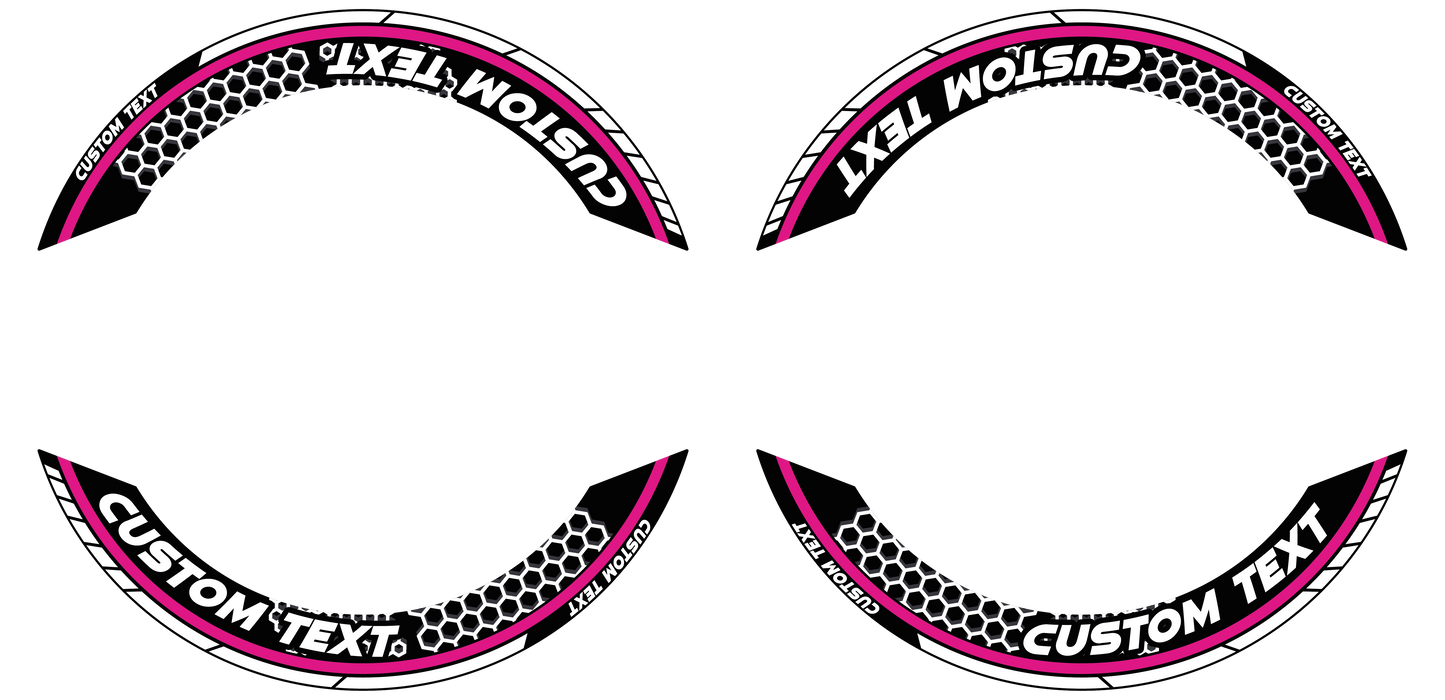 Individuelle Felgenaufkleber "Hexagon" Premium geteilt Wheelsticker pink