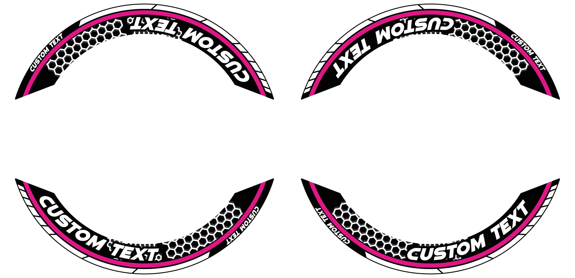 Individuelle Felgenaufkleber "Hexagon" Premium geteilt Wheelsticker pink