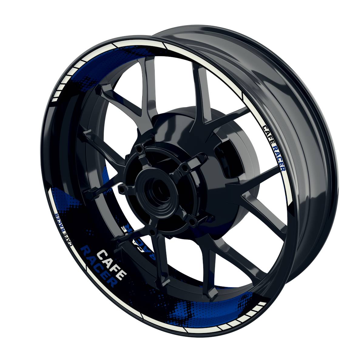 Felgenaufkleber Cafe Racer Dots Wheelsticker Premium geteilt blau