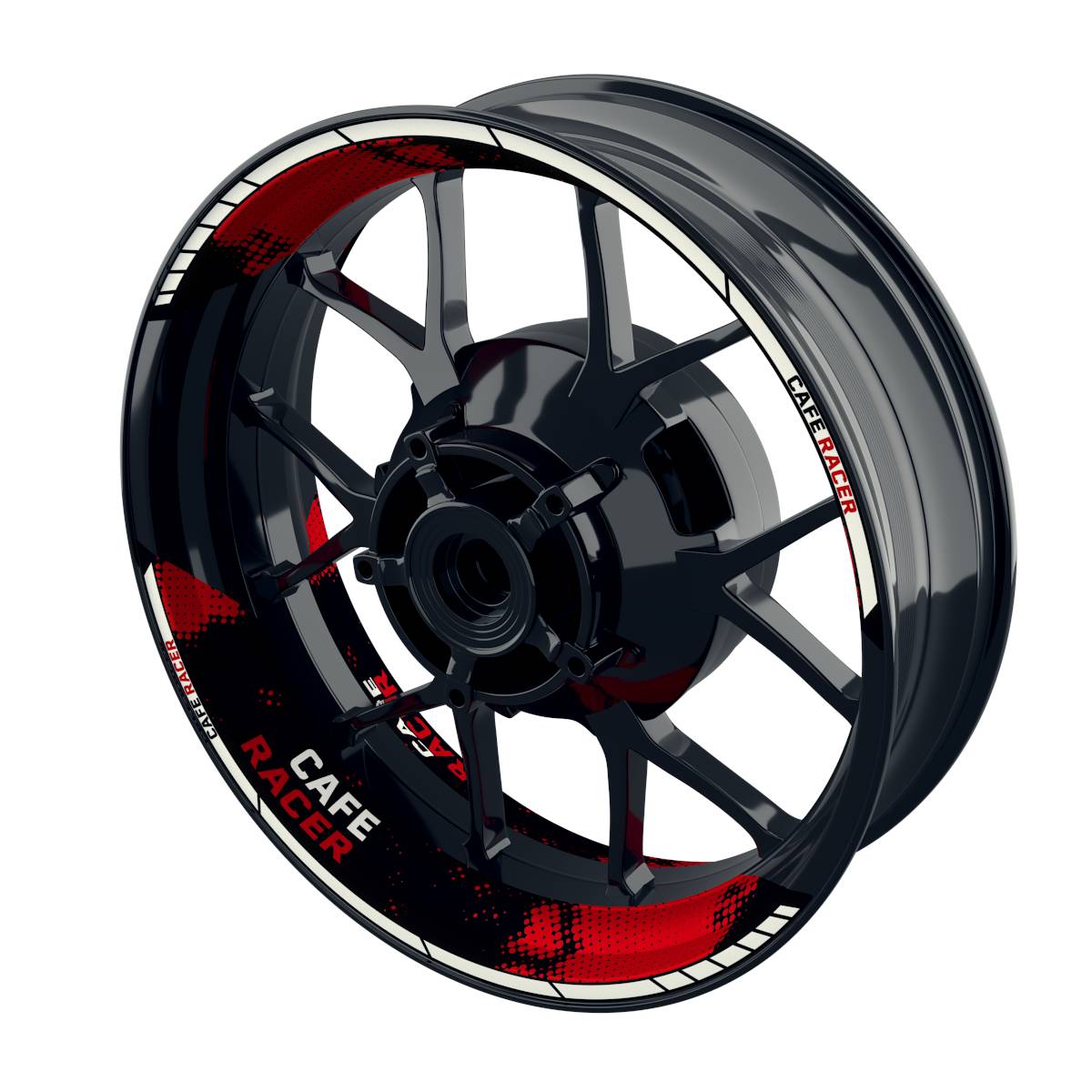 Felgenaufkleber Cafe Racer Dots Wheelsticker Premium geteilt rot