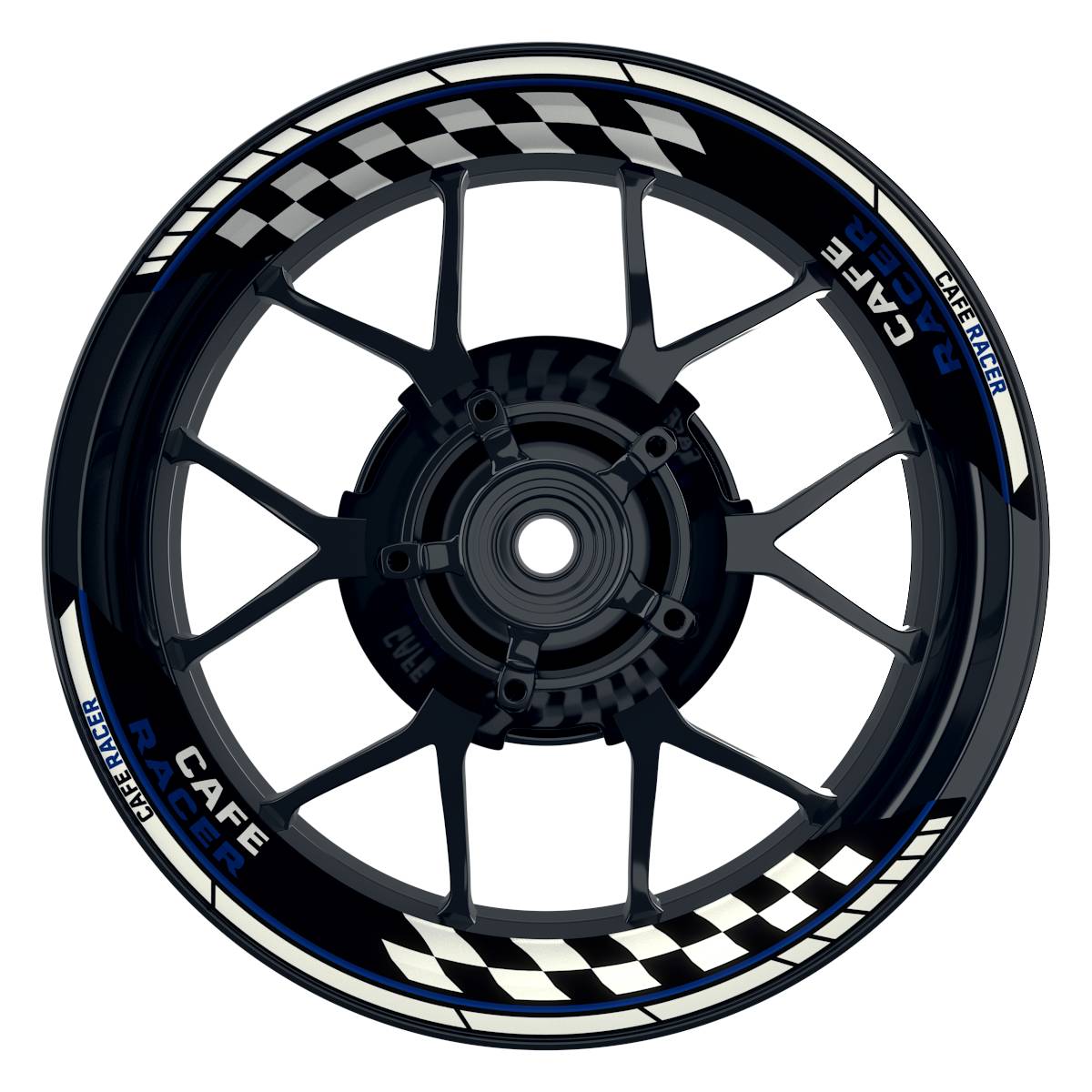 Felgenaufkleber Cafe Racer Grid Wheelsticker Premium geteilt blau