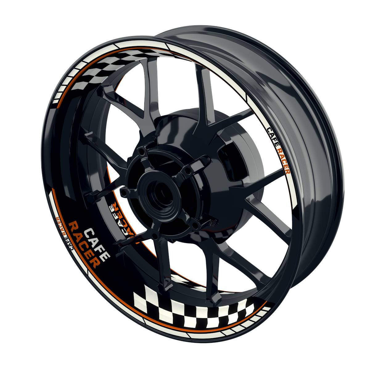 Felgenaufkleber Cafe Racer Grid Wheelsticker Premium geteilt orange