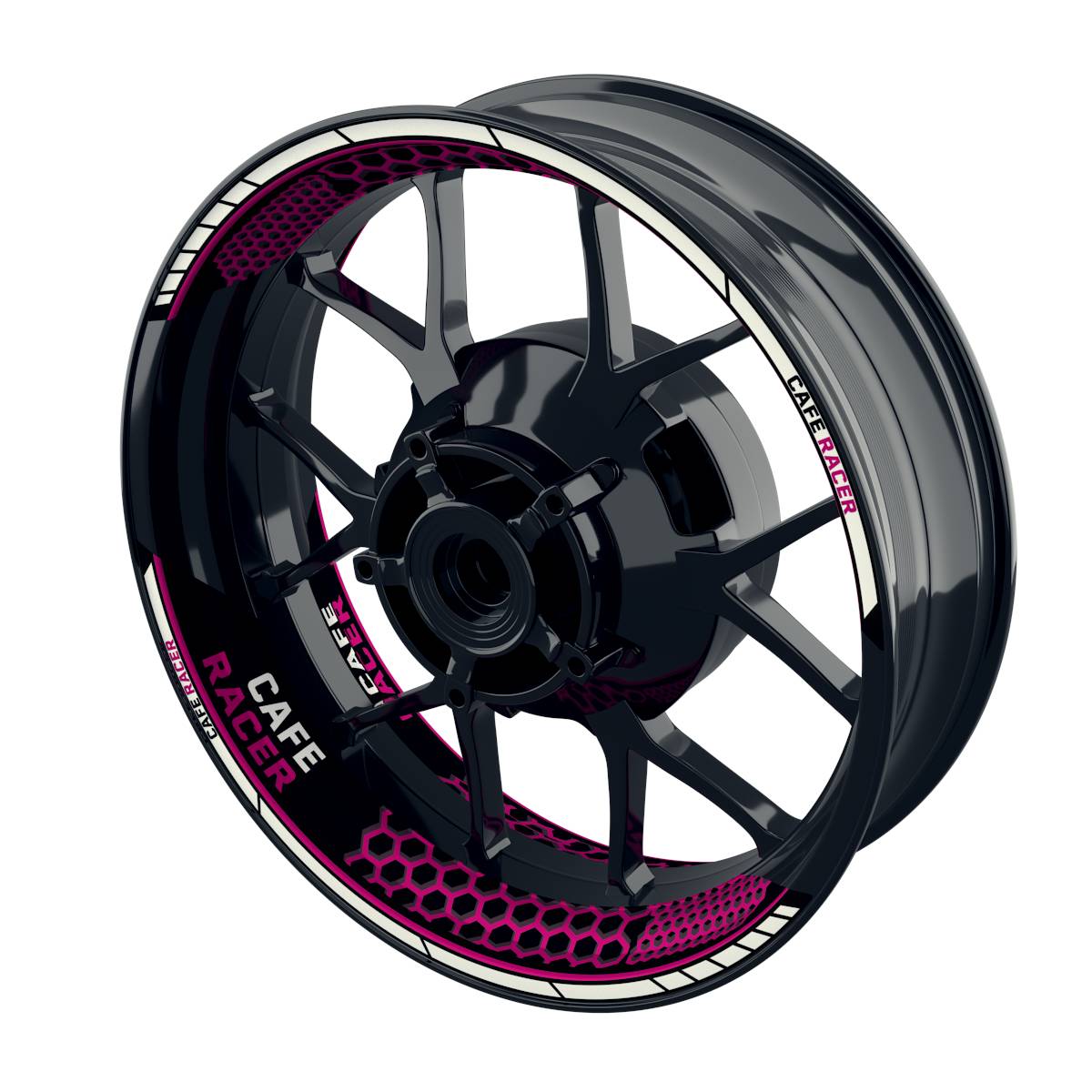 Felgenaufkleber Cafe Racer Hexagon Wheelsticker Premium geteilt pink
