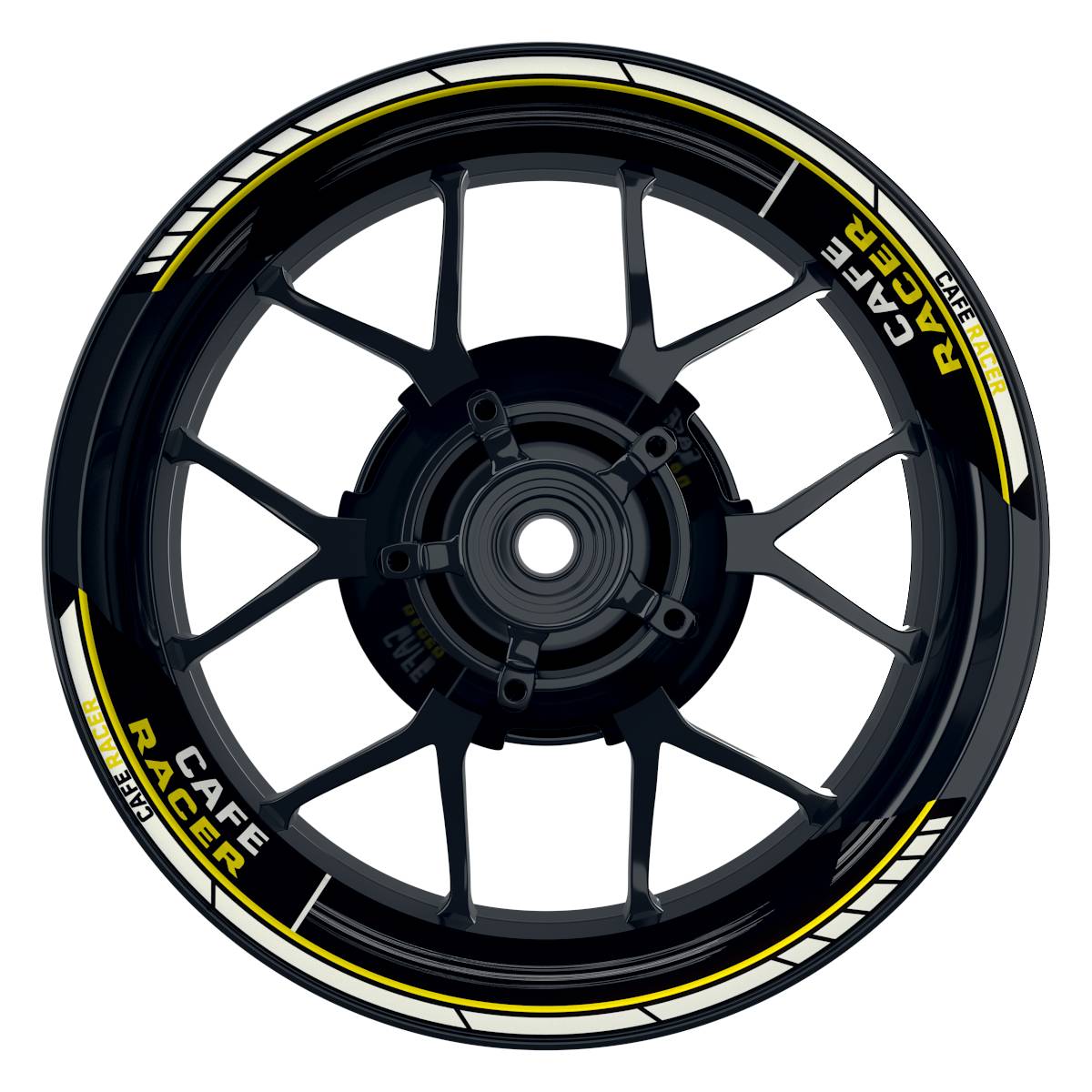 Felgenaufkleber Cafe Racer Scratched Wheelsticker Premium geteilt gelb