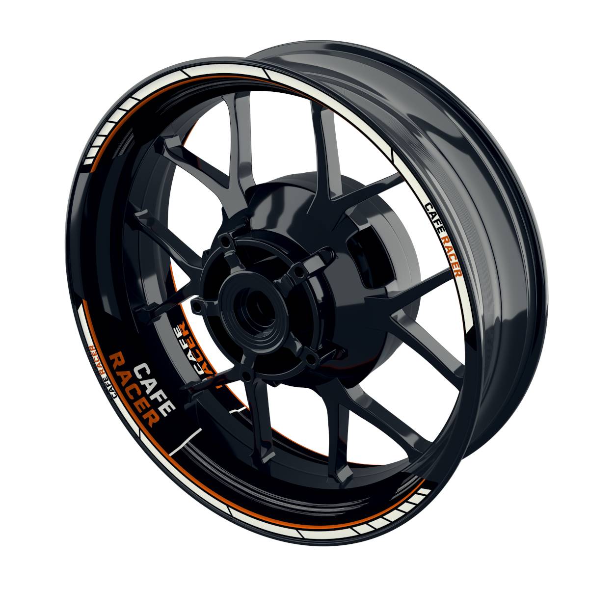 Felgenaufkleber Cafe Racer Scratched Wheelsticker Premium geteilt orange