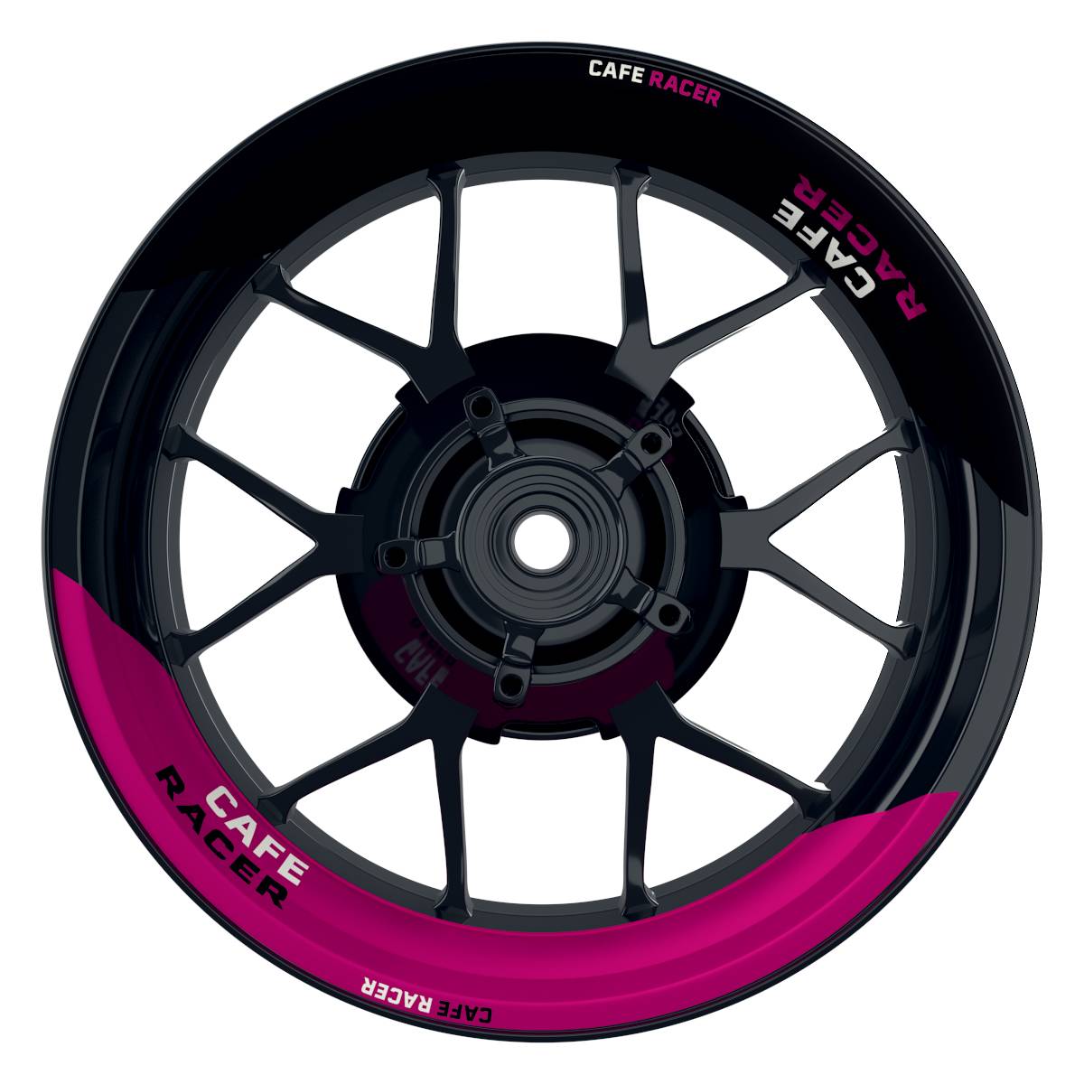 Felgenaufkleber Cafe Racer halb halb Wheelsticker Premium geteilt pink